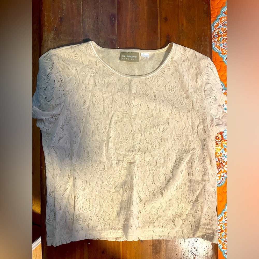 Liz Claiborne vintage yellow lace shirt size L